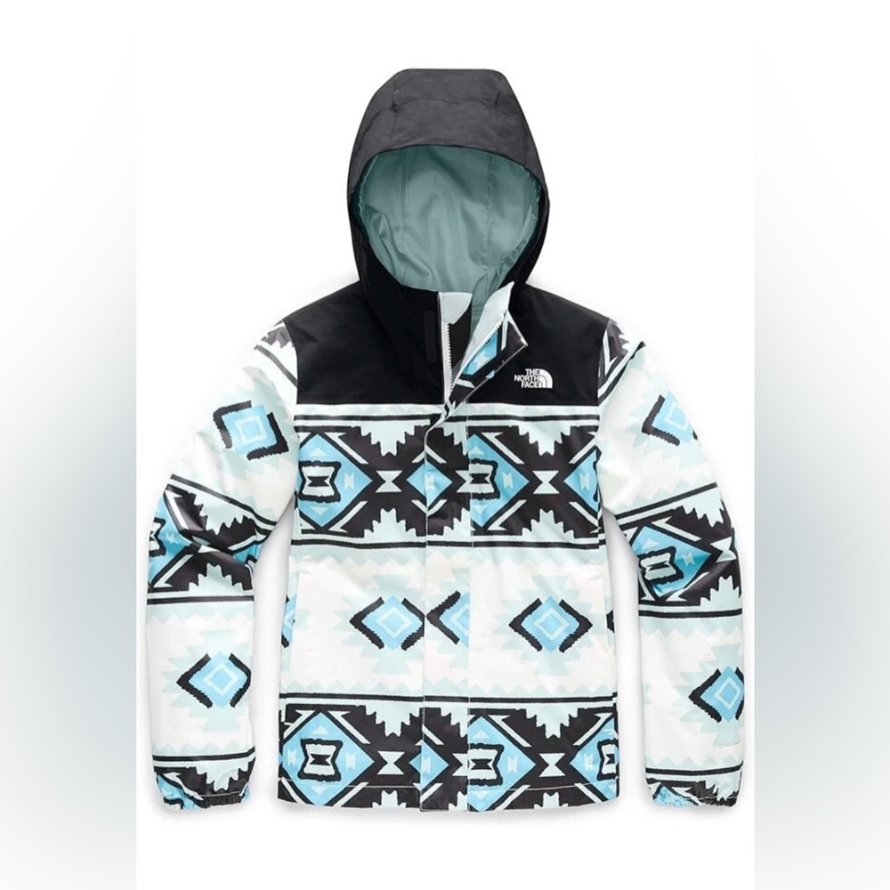 The North Face Girls' Resolve Reflective Jacket White Tribal Geo Print SZ XXS 5